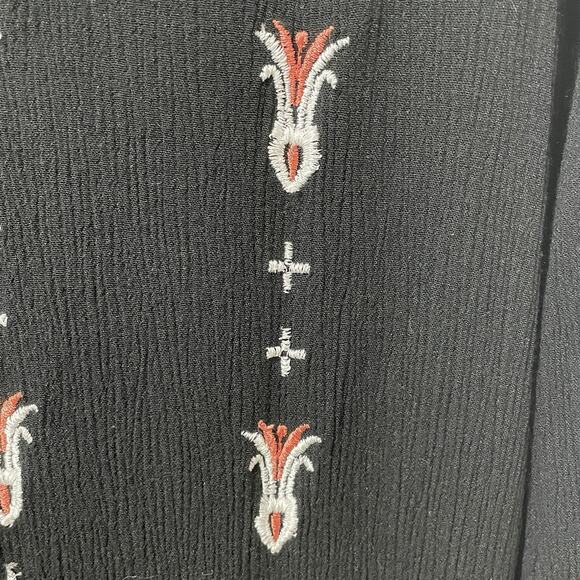 Neiman Marcus Women Black Embroidered Tunic Dress Sz Small Midi Shift Whimsigoth - Picture 12 of 14